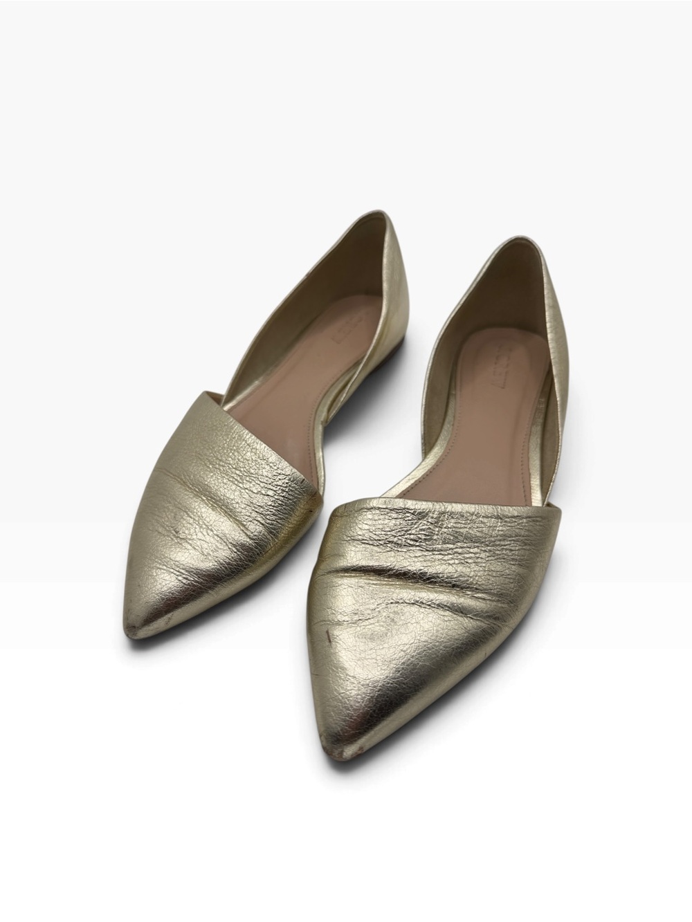 J. Crew Metallic Gold Pointed D'Orsay Flats - Size 8